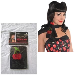 Rockabilly Cherry Scarf Cosplay Halloween Costume Party Themed Event Festival
